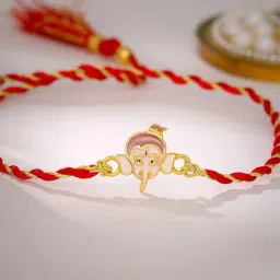 GIVA 925 Silver Golden Bal Ganesh Thread Rakhi for Kids-image-31