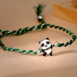 GIVA 925 Silver Panda Thread Rakhi for Kids-image-0
