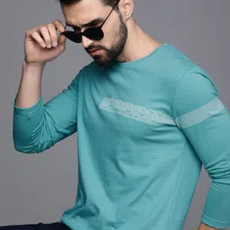 WROGN Men Blue Typography Printed Slim Fit Pure Cotton T-shirt-picture-23
