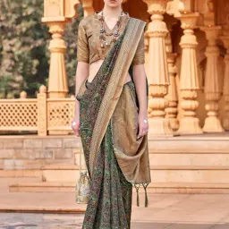 Saree Mall Green Woven Sarees With Unstitched Blouse-image-84