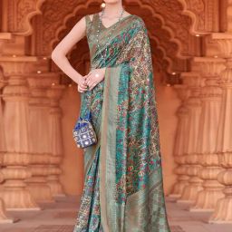 Saree Mall Blue Woven Sarees With Unstitched Blouse-picture-17