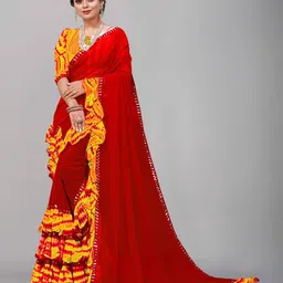 Flip The Style Pure Georgette Sequinned Block Print Saree-picture-30