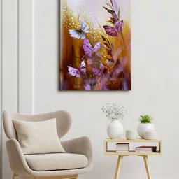 999Store Brown & Pink Butterflies Abstract Canvas Framed Painting Wall Art-picture-15