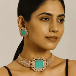 TJC Gold-Plated Stone-Studded Jewellery Set image 2