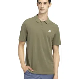Adidas Green Cotton Regular Fit Sports Polo-image-4