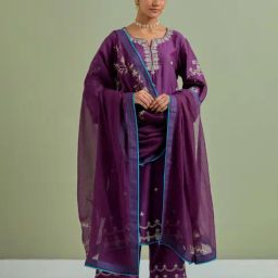 Priya Chaudhary Purple Qainat Embroidered Chanderi Silk Kurta-picture-24