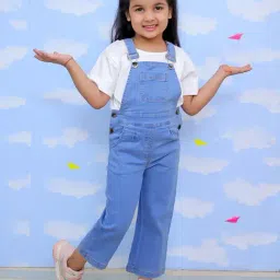 The Mom Store Kids Blue Cotton Dungaree-image-26