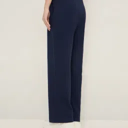 studiofit women Studiofit by Westside Navy Seersucker High-Rise Track Pants image 2