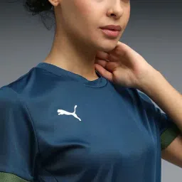 Puma Blue Regular Fit Color-Block Sports T-Shirt image 3