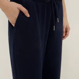 studiofit women Studiofit by Westside Navy Seersucker High-Rise Track Pants image 4