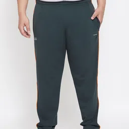 bigbanana Plus Size Men Teal Green Solid Straight-Fit Track Pants-picture-37