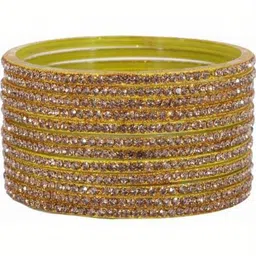 LLL FASHION Set Of 12 Stones Studded Glass Bangles image 3