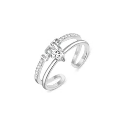 Alvira Women Silver-Plated Stainless Steel Cubic Zirconia Finger Ring-picture-29