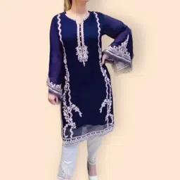 snizvi Women Ethnic Motifs Embroidered Regular Thread Work Kurta with Trousers-picture-30