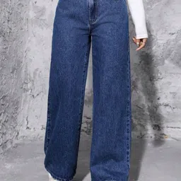 MWFASHION Women Wide Leg High-Rise Applique Jeans-image-2