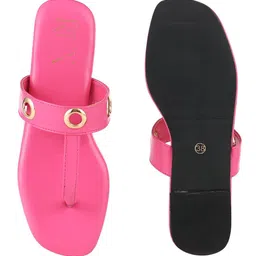 RUXBYPAYAL Women Gulabi Open Toe T-Strap Flats image 4