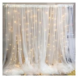 Bubble Trouble Tulle White Net Curtain Cloth Backdrop and LED Fairy Lights Combo for Birthdays Christmas Anniversary Baby Shower Photo Shoot Wedding Party Stage Background - Pack of 6-picture-14