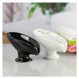 KOOKEE Ceramic Soap Dish Set of 2 Bathroom Accessories for Home, Black & White (10328)-picture-21