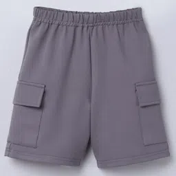 Taffykids Solid Knee Length Cargo Shorts - Grey-image-1