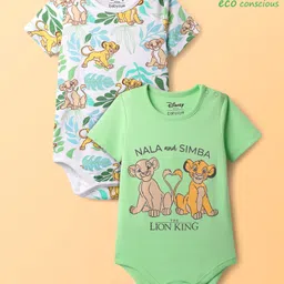 Babyoye Disney Interlock Knit Onesies With Lion King Graphics Pack Of 2 - Green & White-picture-37