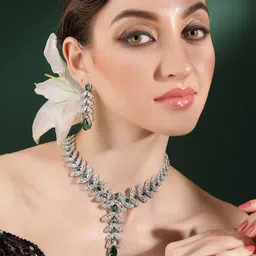 Priyaasi Silver-Plated AD Studded Jewellery Set image 1