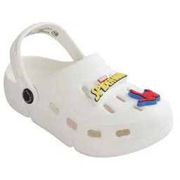 Marvel by Yellow Bee Solid Perforated Clogs With Spider Man Charms - White image 3