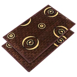 Kuber Industries 2Pcs Brown & Beige Circle Design Microfibre Anti-Skid Doormats-image-23