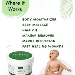 Mystiq Living Extra Virgin Coconut Oil Baby Massage Oil Baby Hair Oil Pure Coconut Oil for Baby and Kids- 250 ml image 5