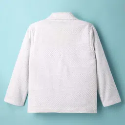 Dapper Dudes Full Sleeves Textured Blazer With Typography Printed Tee Set - Off White image 5