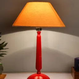 Homesake Red Cubist Aluminium Table Lamp With Golden Cone Shade (Bulb Included) - Set of 1-picture-26