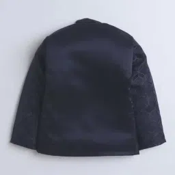 Fourfolds Boys Navy Blue Solid Full Sleeves Indowestern Sets image 3