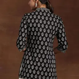 Libas Black Cotton Printed A Line Short Kurti image 4