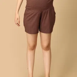 The Mom Store Brown Cotton Solid Shorts image 4