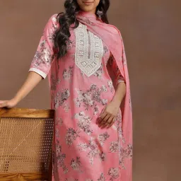 Libas Pink Cotton Printed Kurta Pant Set With Dupatta image 4