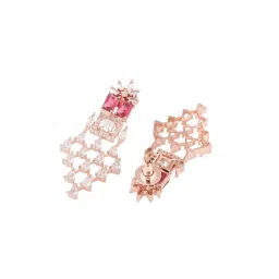 Saraf RS Jewellery Rose Gold Plated White & Red AD Studded Choker Jewellery Set with Earrings & tika image 4