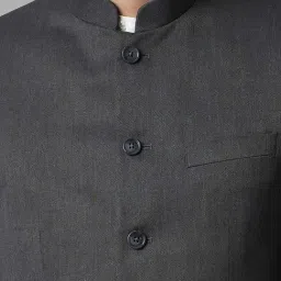 Louis Philippe Grey Regular Fit Texture Two Piece Suits image 4