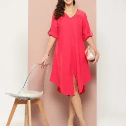 Qurvii Pink Embellished A-Line Dress image 4