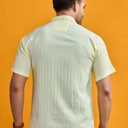 STONEBERG Men Comfort Fit Textured Cuban Collar Casual Shirt image 4