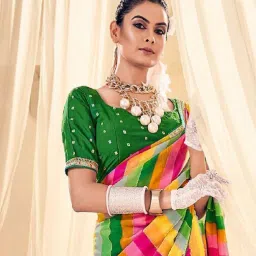 Stylum Green Printed Saree With Unstitched Blouse image 4