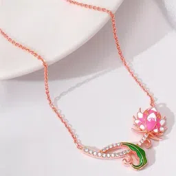 GIVA 925 Silver Rose Gold Brilliant Brahma Kamal Necklace-picture-24