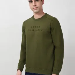 Peter England Green Cotton Slim Fit Printed Sweatshirt image 3