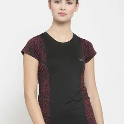 Boston Club Women Black Colourblocked Round Neck T-shirt-image-76