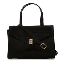 Miraggio Black Textured Handbag-image-0