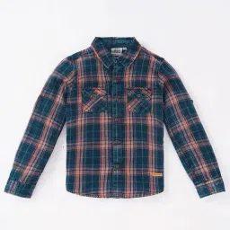 Ed-a-Mamma Kids Blue Cotton Chequered Full Sleeves Shirts-image-45