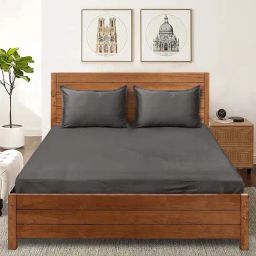 Saral Home Sheen Shine Dark Grey 300 TC Cotton King Bedsheet with 2 Pillow Covers-picture-20