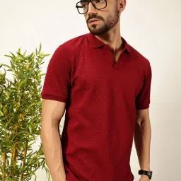 Thomas Scott Marron Poly-Elastine Blend Regular Fit Self Design Shirts image 4