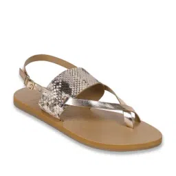 Mochi Women's Gold Back Strap Sandals image 2
