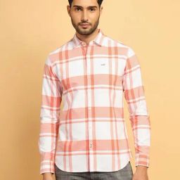Wrangler Peach Regular Fit Check Cotton Shirt-picture-48