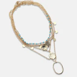 Sohi women's textured multilayer necklace california gold image 4