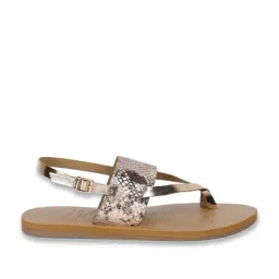 Mochi Women's Gold Back Strap Sandals image 3